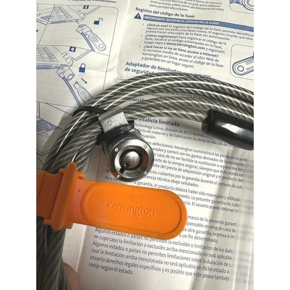 Kensington MicroSaver Security 1 Cable with 2‎ Lock  for Laptops and Electronic